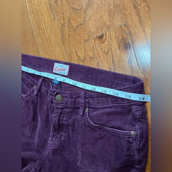 LAND’S END 30 Canvas Cords Pants Unisex Burgundy Plum Pin Straight Pants - Picture 5 of 10